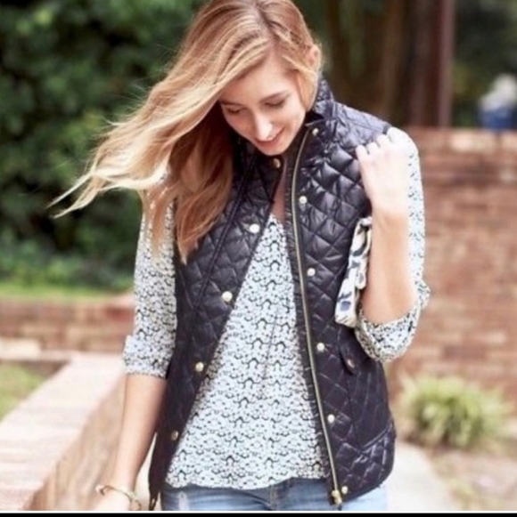 J-CREW Quilted Navy Blue Down Filled Puffer Vest Size Small - Picture 9 of 9